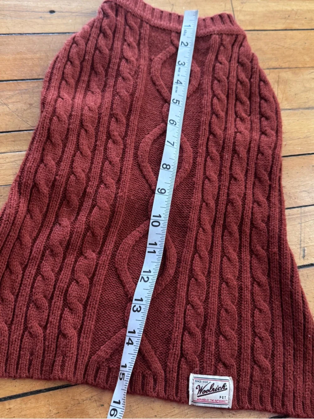 Woolrich Small burnt orange Blue Cable Knit dog Sweater pet